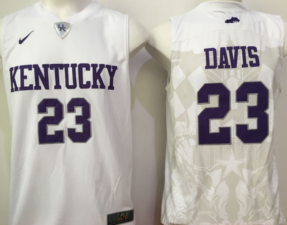 NCAA Men Kentucky Wildcats White #23 davis->ncaa teams->NCAA Jersey
